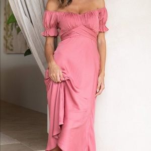 Dusty Pink Satin Midi Dress - Worn once!